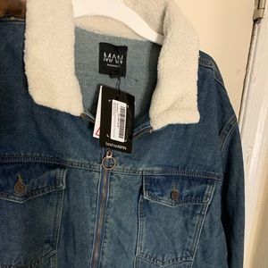 Denim zip up jean jacket for men